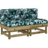 Syfax Mittelsofas mit Kissen 2 Stk. Kiefernholz Imprägniert