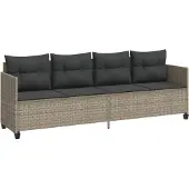 Syfax Sonnenliege mit Kissen Hellgrau Poly Rattan