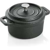 WAS Germany Cocotte schwarz Gusseisen ø 10 cm mit Deckel