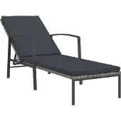 Syfax Sonnenliege mit Auflage Poly Rattan Grau