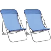 Syfax Strandstühle 2 Stk. Blau Textilene & Pulverbeschichteter Stahl