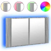 Syfax LED-Spiegelschrank Grau Sonoma 80x12x45 cm Acryl