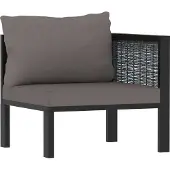 Syfax Sofa-Eckelement mit Linker Armlehne Poly Rattan Anthrazit
