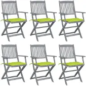 Syfax Klappbare Gartenstühle 6 Stk. mit Sitzkissen Massivholz Akazie