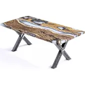 AEA Küchentisch Esstisch Epoxidharz Esszimmertisch Tisch 160 cm Holz Braun