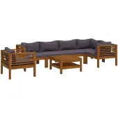 vidaXL 7-tlg. Garten-Lounge-Set mit Auflage Massivholz Akazie