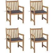 Syfax Gartenstühle 4 Stk. mit Anthrazit Kissen Massivholz Teak