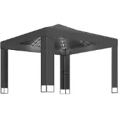 Syfax Pavillon mit Doppeldach & LED-Lichterkette 3x3 m Anthrazit