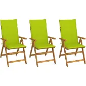 Syfax Klappbare Gartenstühle 3 Stk. mit Auflagen Massivholz Akazie