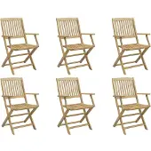 Syfax Klappstühle, 6 Stück, 54,5 x 58 x 90 cm, Massivholz Akazie