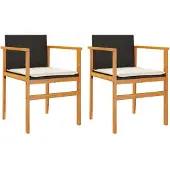 Syfax Gartenstühle mit Kissen 2 Stk. Schwarz Poly Rattan Massivholz