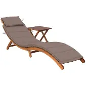 Syfax Sonnenliege mit Tisch und Auflage Massivholz Akazie