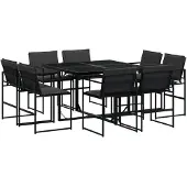 Syfax 9-tlg. Garten-Essgruppe mit Kissen Schwarz Textilene