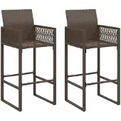 Syfax Garten-Barhocker 2 Stk. Braun Poly Rattan