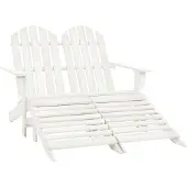 Syfax Adirondack-Gartenbank 2-Sitzer mit Fußteil Tannenholz Weiß