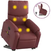 Sonstiges Massagesessel mit Aufstehhilfe Weinrot Kunstleder