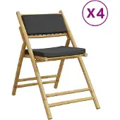 Syfax Bistrostühle 4 Stk. Klappbar mit Dunkelgrauen Kissen Bambus