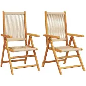 Syfax Klappstühle, 2 Stück, beige, Massivholz Akazie und Polypropylen