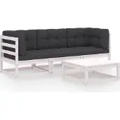 Syfax 4-tlg. Garten-Lounge-Set mit Kissen Kiefer Massivholz
