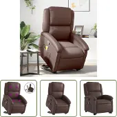 The Living Store Massagesessel mit Aufstehhilfe Braun Kunstleder