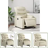 The Living Store Relaxsessel Elektrisch Creme Kunstleder