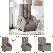The Living Store Elektrischer Massagesessel mit Aufstehhilfe Taupe Stoff