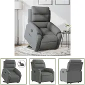 The Living Store Relaxsessel mit Aufstehhilfe Elektrisch Dunkelgrau Stoff