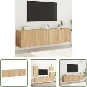 The Living Store TV-Wandschränke 2 Stk. Sonoma-Eiche 80x30x41 cm