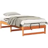 Syfax Bettrahmen Braun 90 x 190 cm Massives Kiefernholz