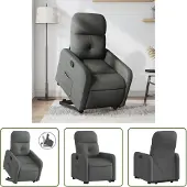 The Living Store Relaxsessel mit Aufstehhilfe Dunkelgrau Stoff