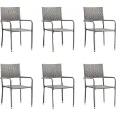 Syfax Garten-Essstühle 6 Stk. Stapelbar Grau Polyrattan
