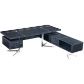 Xl Moebel Gmbh Moderner Eckschreibtisch aus MDF und Edelstahl in Grau