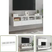 The Living Store TV-Wandschränke 2 Stk. Weiß 60x30x30 cm Holzwerkstoff