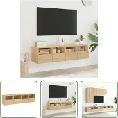 The Living Store TV-Wandschränke 2 Stk. Sonoma-Eiche 60x30x30 cm Holzwerkstoff