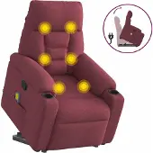 Syfax Massagesessel mit Aufstehhilfe Weinrot Stoff