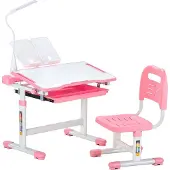 Latios Kinderschreibtisch Rosa mit Schreibtischlampe - Höhenverstellbarer Schreibtisch für Kinder