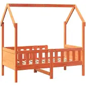 Syfax Kinderbett Hausbett Wachsbraun 70x140 cm Kiefer