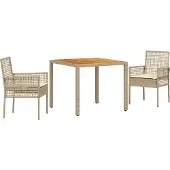 Syfax Garten Essgruppe 3 stk. Beige Poly-Rattan