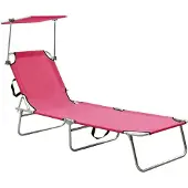 Syfax Klappliege mit Sonnendach Rosa Aluminium