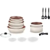 Arthur Martin 18-teiliges cremefarbenes Kochgeschirr-Set AM1453 CREME