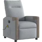 Syfax Massagesessel Hellgrau Stoff mit 6-Punkt-Vibrationsmassage und manueller Liegefunktion 69x86x100 cm