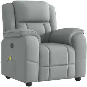 Syfax Massagesessel Hellgrau Stoff, manuelle Liegefunktion, Vibration, 6 Massagepunkte, 96x99x102 cm (BHT)