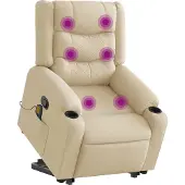Syfax Massagesessel mit Aufstehhilfe Creme Stoff