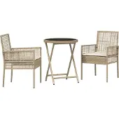 Syfax Garten Bistro Set 3 stk. Beige Poly-Rattan