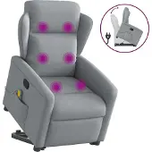 Syfax Massagesessel mit Aufstehhilfe Hellgrau Stoff