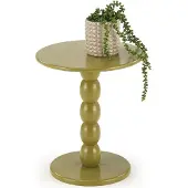Halmar Couchtisch CIRILLA rund einbeinig lackiert Ø40x47 cm Wohnzimmer Olivgrün