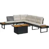 Syfax 2-tlg. Garten-Sofagarnitur mit Kissen Schwarz Poly Rattan