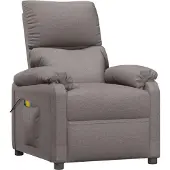 Syfax Massagesessel Taupe Stoff 6 Massagezonen Fernbedienung Manuelle Liegefunktion 73x92x101 cm