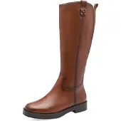 Tamaris Stiefel , Damen, Gr. 36, wärmend, Normalschaft, braun (cognac), Glattleder, unifarben, used, Schuhe Stiefel, Blockabsatz, Businessstiefel im klassischen Reiterlook