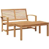 Syfax Gartenbank und Tischset 2 Stück Braun Massivholz Teak